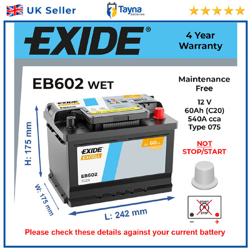 Car battery eb602 exide - car,