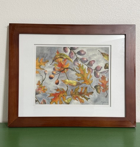 Watercolor oak leaves acorns - watercolor,