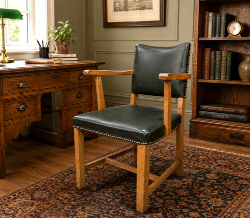 Vintage oak office desk chair - oak,