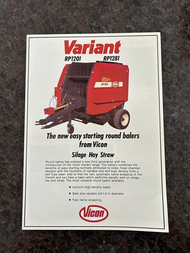 Vicon variant round baler - vicon,