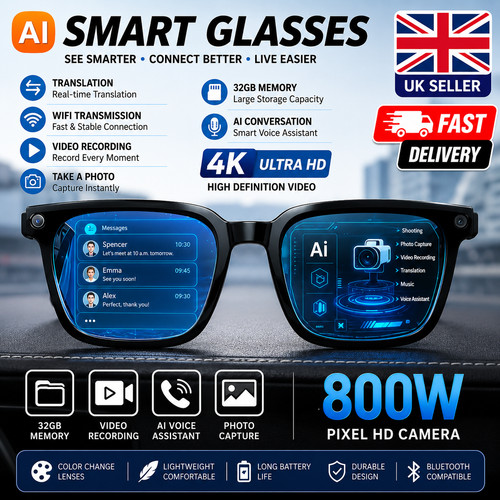 Smart glasses 8mp - ai, camera