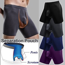 Men's Dual Pouch Underwear Long Leg Bulge Boxer Briefs Modal Elephant Trunks UK