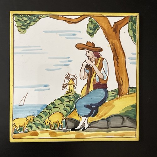 Alcora tile trivet pottery - alcora,