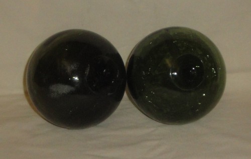 Pair vintage green glass - green,