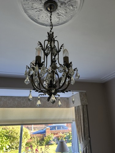 Vintage black metal crystal - black,