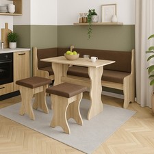 Compact THOMAS Dining Corner Set Table + Benches Multicolour Kitchen
