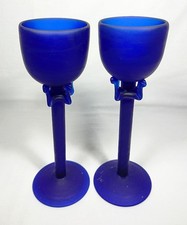 Frosted Blue Wine Glass