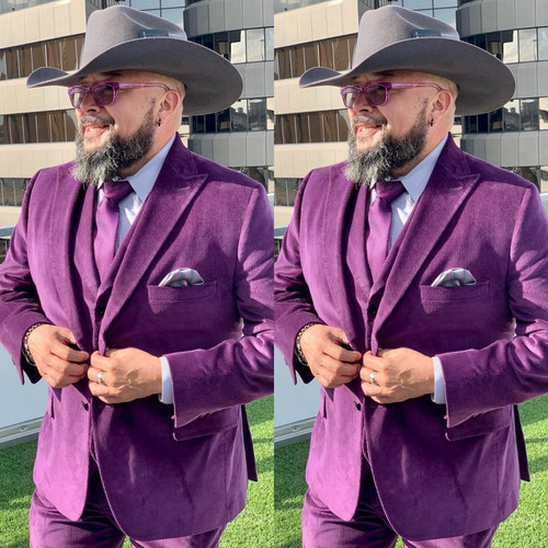 New purple corduroy men - men's, suit