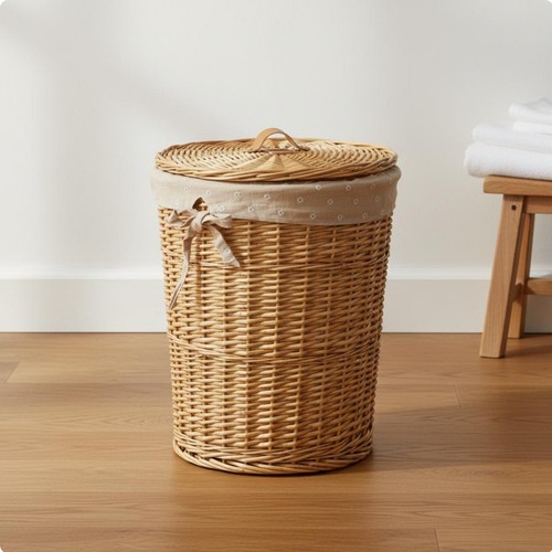 Round woven hamper rustic - round,