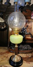 Late 19th Century (c.1890) Victorian antique oil lamp green font.