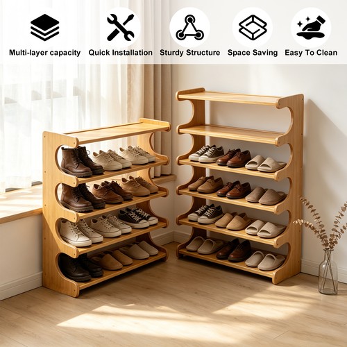 Tier wooden shoe rack - wooden,