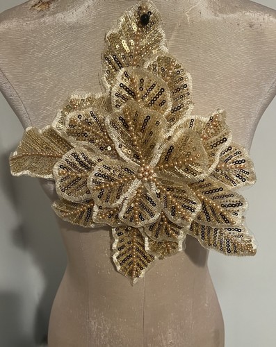 Gold flower embroidery - gold,