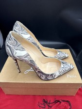 Christian Louboutin Pigalle Follies Patent Marble Black Grey Heels Uk 4 Eu 37