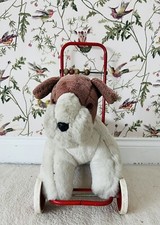 Dean’s Gwentoys Vintage Push Along Dog/Plush Dog on Wheels 