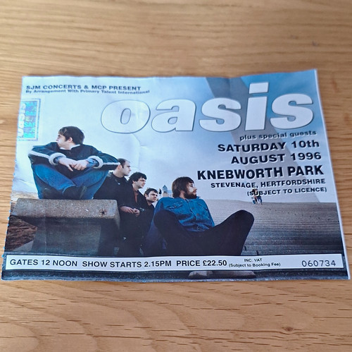 Oasis original concert ticket - oasis,