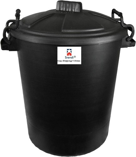 50l plastic black bin - plastic, lid