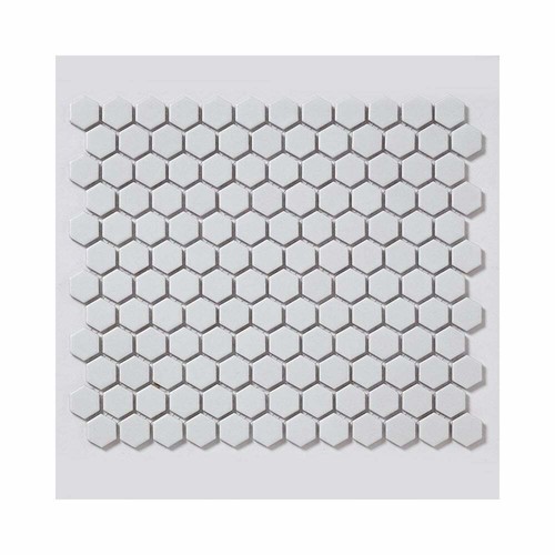 White hexagon matt mosaic wall - hexagon,