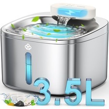 Oneisall Wireless Cat Water Fountain,3.5l Stainless Steel Fountain Pet RRP £40