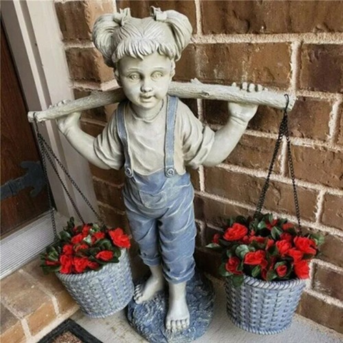 Resin little girl garden - girl,