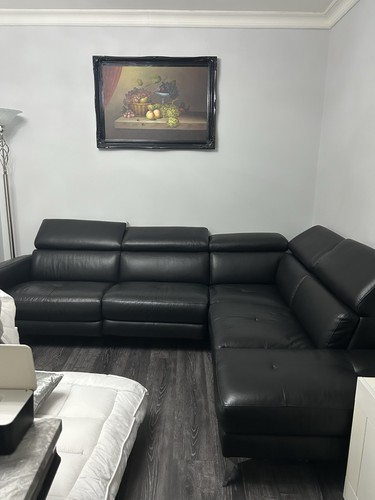 Leather sofa suite - sofa,