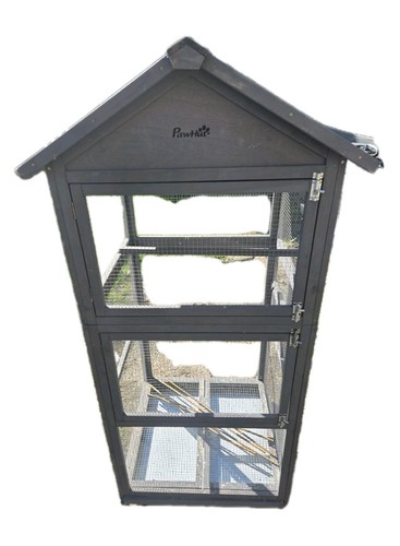 Large wooden aviary bird house - aviary,