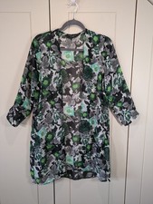 Dorothy Perkins Green Floral Open Kimono, Cover Up Size 12, Pockets, Beach