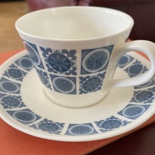 6 Royal Tuscan "Charade" Trios - Tea Cup, Saucers & milk jug  In blue