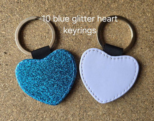 Blue glitter heart - 10,