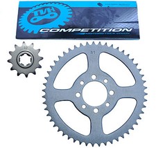 Chain & sprocket kit for Suzuki TS50X (1984-2003) - heavy duty TVH black chain