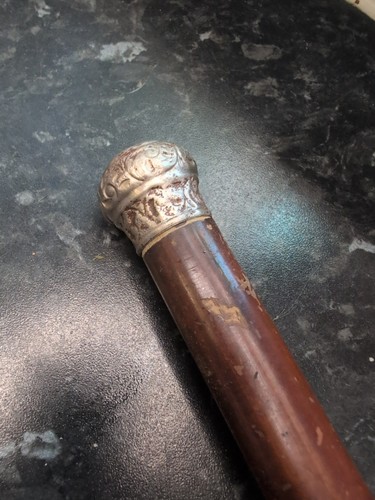 Silver capped walking cane - walking,