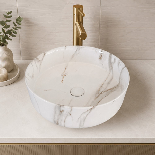 Round white marble - round, effect