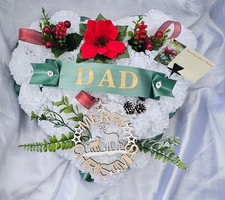 Christmas Funeral Flowers Heart Tribute Wreath Artificial Silk Grave Memorial