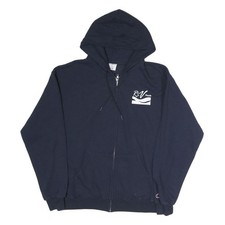CHAMPION Mens Navy Hoodie L Lifeguard Zip Sweatshirt Cotton
