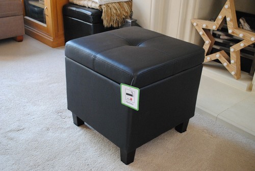 Black genuine leather storage - black,