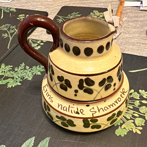 Glazed ceramic shamrock jug - ceramic, &
