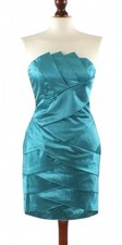 Cocktail Party Dress Jarlo City Lights Turquoise Satin Sheen Fully Lined UK 6-8