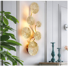 LED Wall Light Gold Fixtures Lotus Leaf Art Lamp Indoor Elegant Wall Elegant New