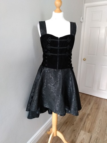 Black velvet dress corset zip - dress,