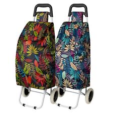 Leaves Pattern Shopping Trolley Strong Large Basket Grocery