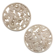 2x Wood Carved Decal Unpainted