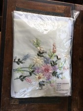 White Posy Lined Voile Curtain