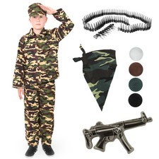 CHILDS ARMY BOY COSTUME SOLDIER MILITARY CAMOUFLAGE ARMY ACCESSORIES FANCY DRESS