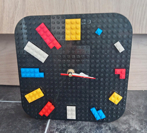 Lego brick built wall - lego, clock