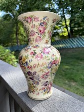 Thomas Ivory Bavaria Vintage Porcelain Vase Gold Trim Mid 20th Century