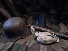 WW2 German And Soviet Relic bundle- M42 Helmet, Soviet Shovel And German Bottle