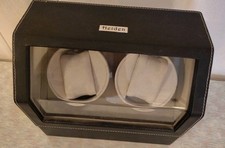HEIDEN Black Leather Plug-in or Battery Powered Dual Watch Winder For Rolex