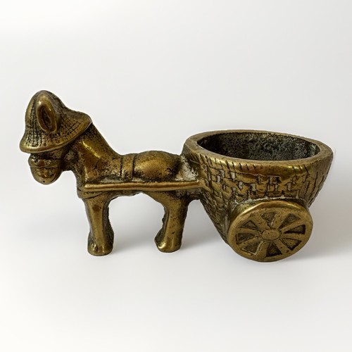 Vintage brass donkey cart - donkey,