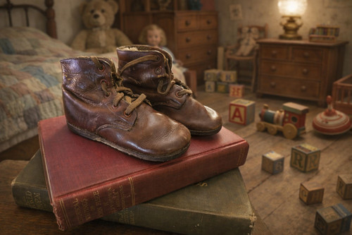 Pair vintage antique brown - pair,