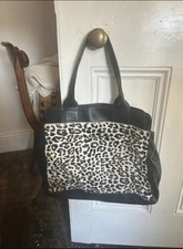 Boden Animal Print Black Leather Shoulder Bag 