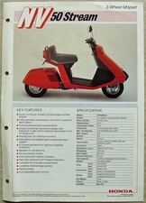HONDA NV50 STREAM 3 Wheel Moped Sales Specification Leaflet Sept 1982